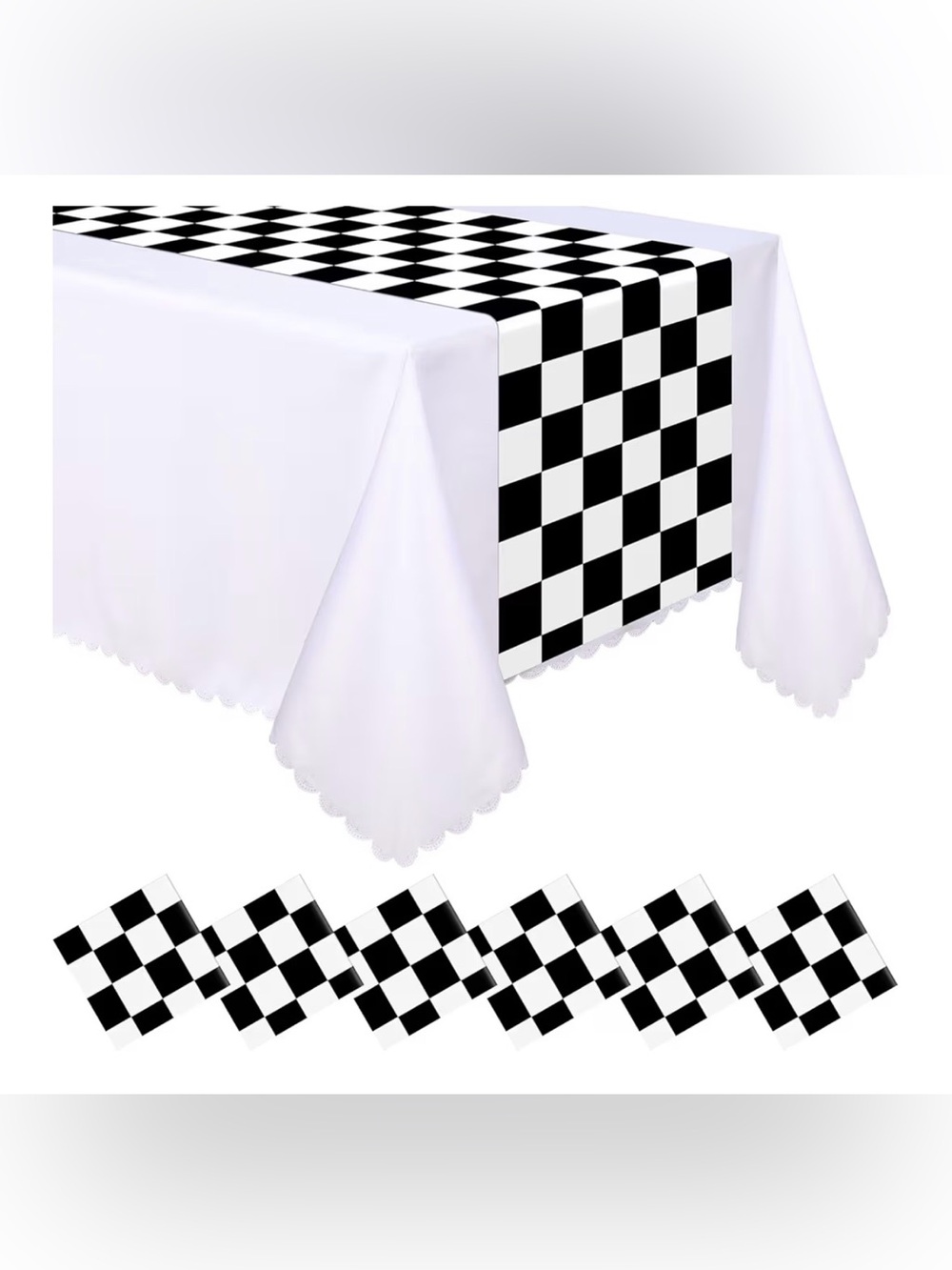 6 Pcs Plastic Checkered Table Runner 14 X 108 Inch Racetrack Road Table Runner